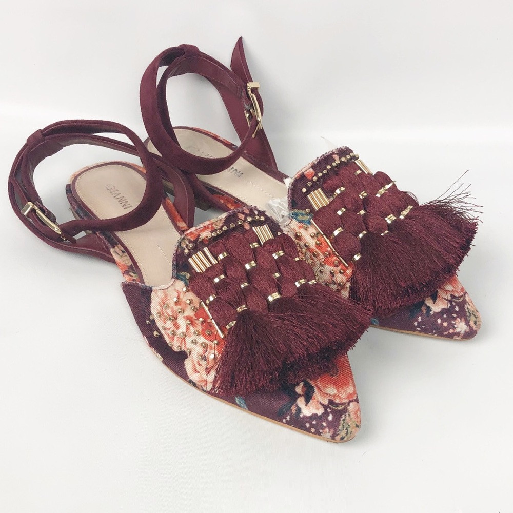 Gianni Bini | Red Fringe Unique Slip On Flats 6.5